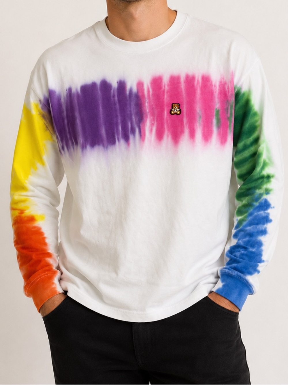 Teddy Fresh Tie Dye Embroidered Logo Long Sleeve Tee XS
